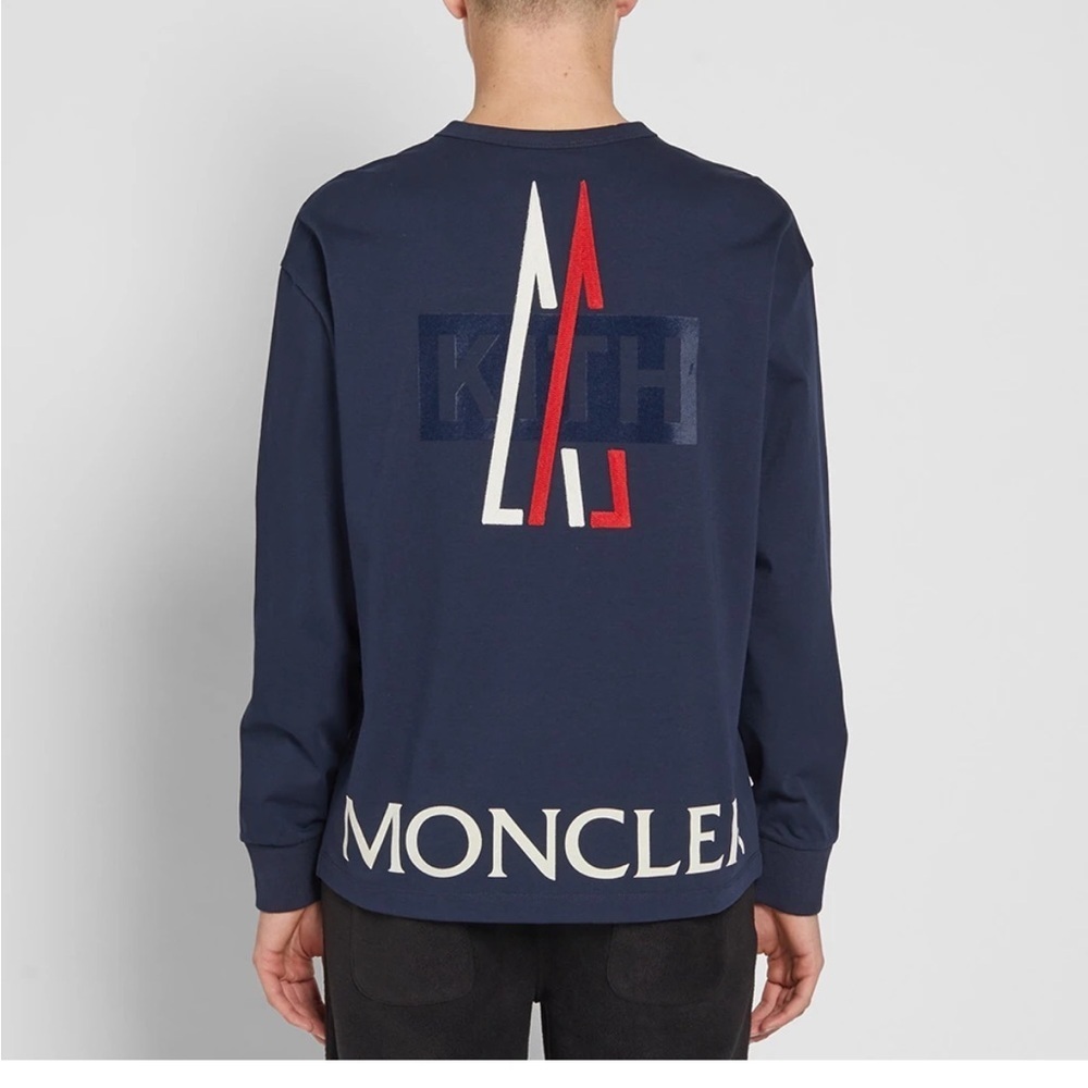 KITH × MONCLER L/S Tee Navy 2 Sided Size XL Long Sleeve Shirt
